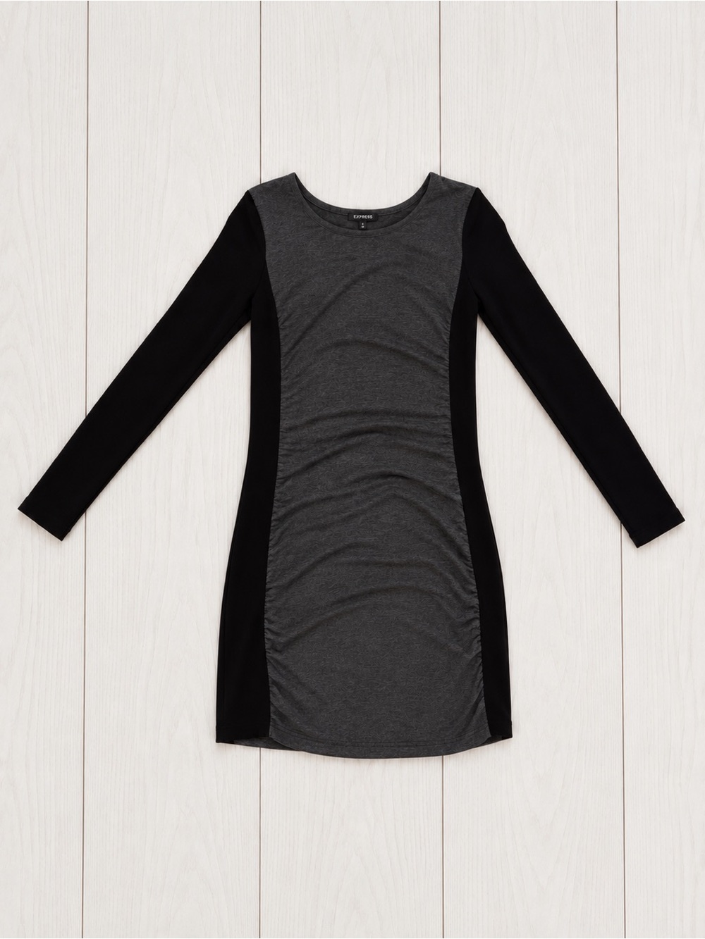 Express Women’s L Gray Black Colorblock Bodycon Knee-Length Dress